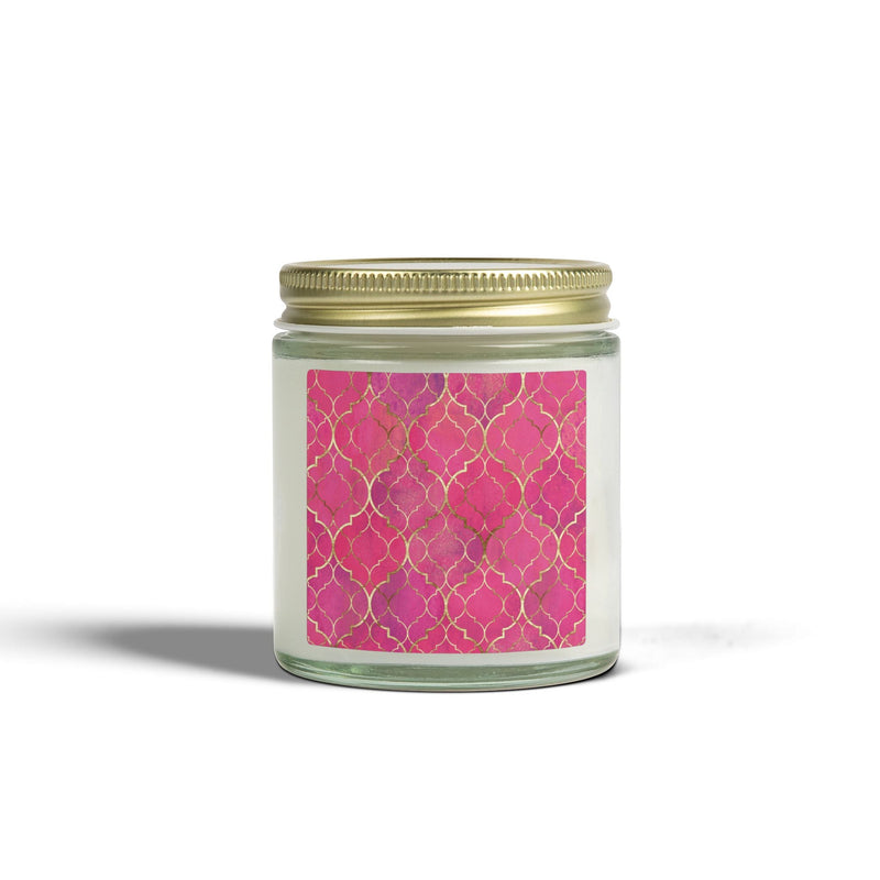 Coconut Apricot Soy Candle — Pink Moroccan Tile Scented Jar (4oz & 9oz) - abrandilion