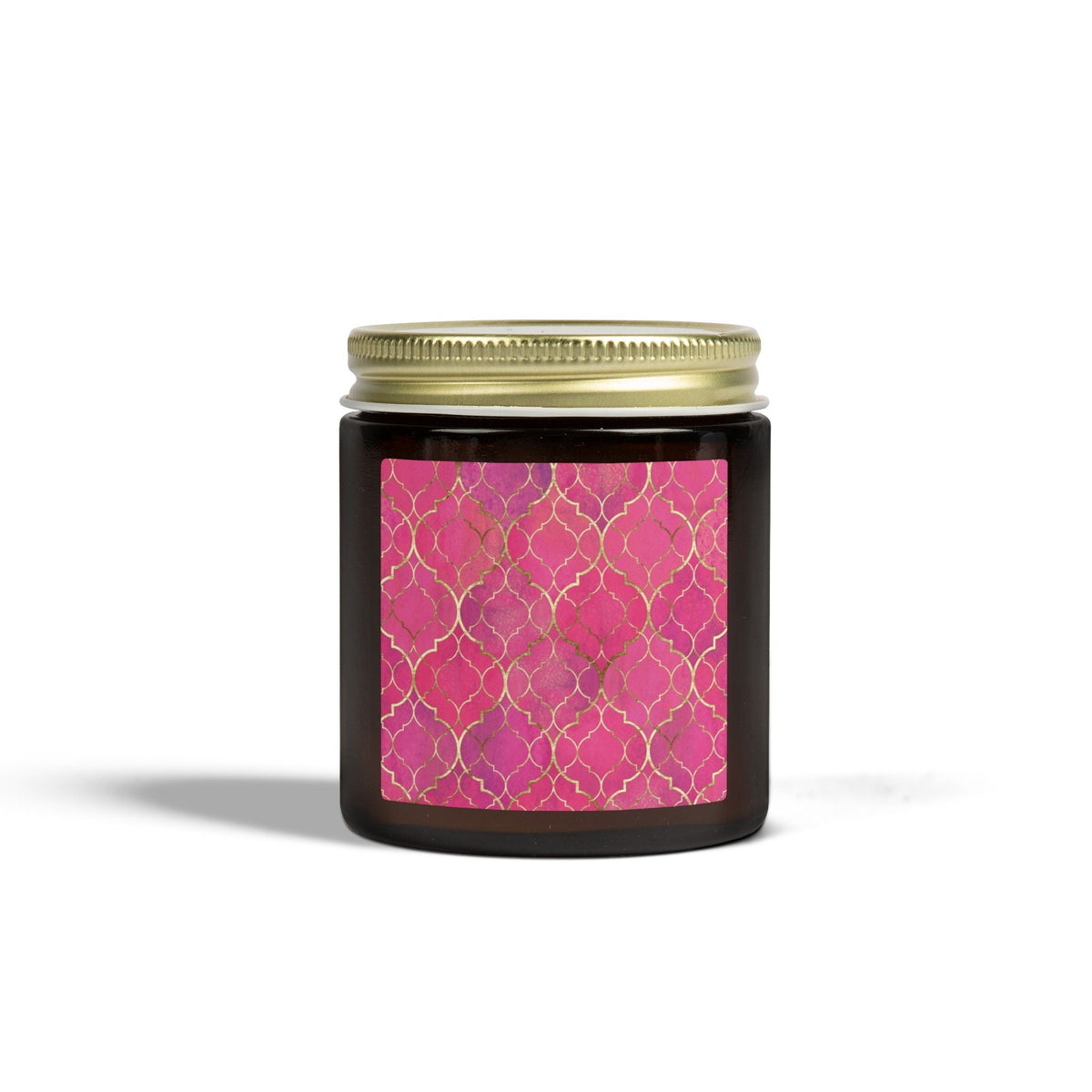 Coconut Apricot Soy Candle — Pink Moroccan Tile Scented Jar (4oz & 9oz) - abrandilion