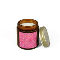 Coconut Apricot Soy Candle — Pink Moroccan Tile Scented Jar (4oz & 9oz) - abrandilion