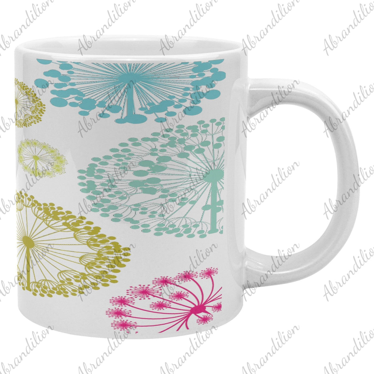 Colorful Dandelions Coffee Mug | Large Coffee Cup - abrandilion