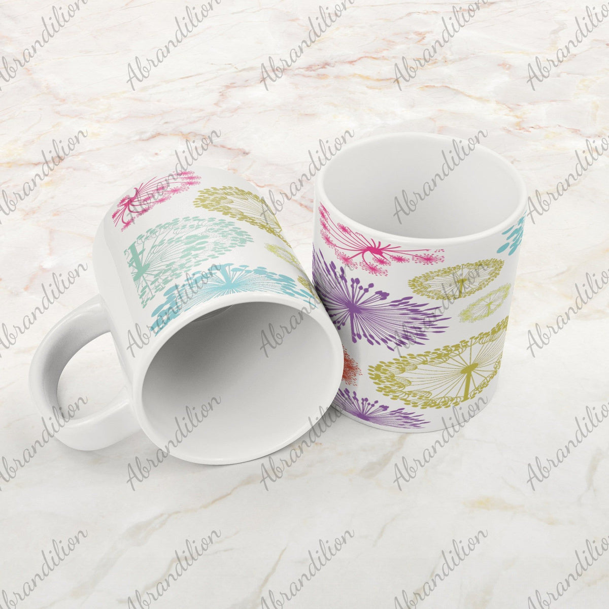 Colorful Dandelions Coffee Mug | Large Coffee Cup - abrandilion