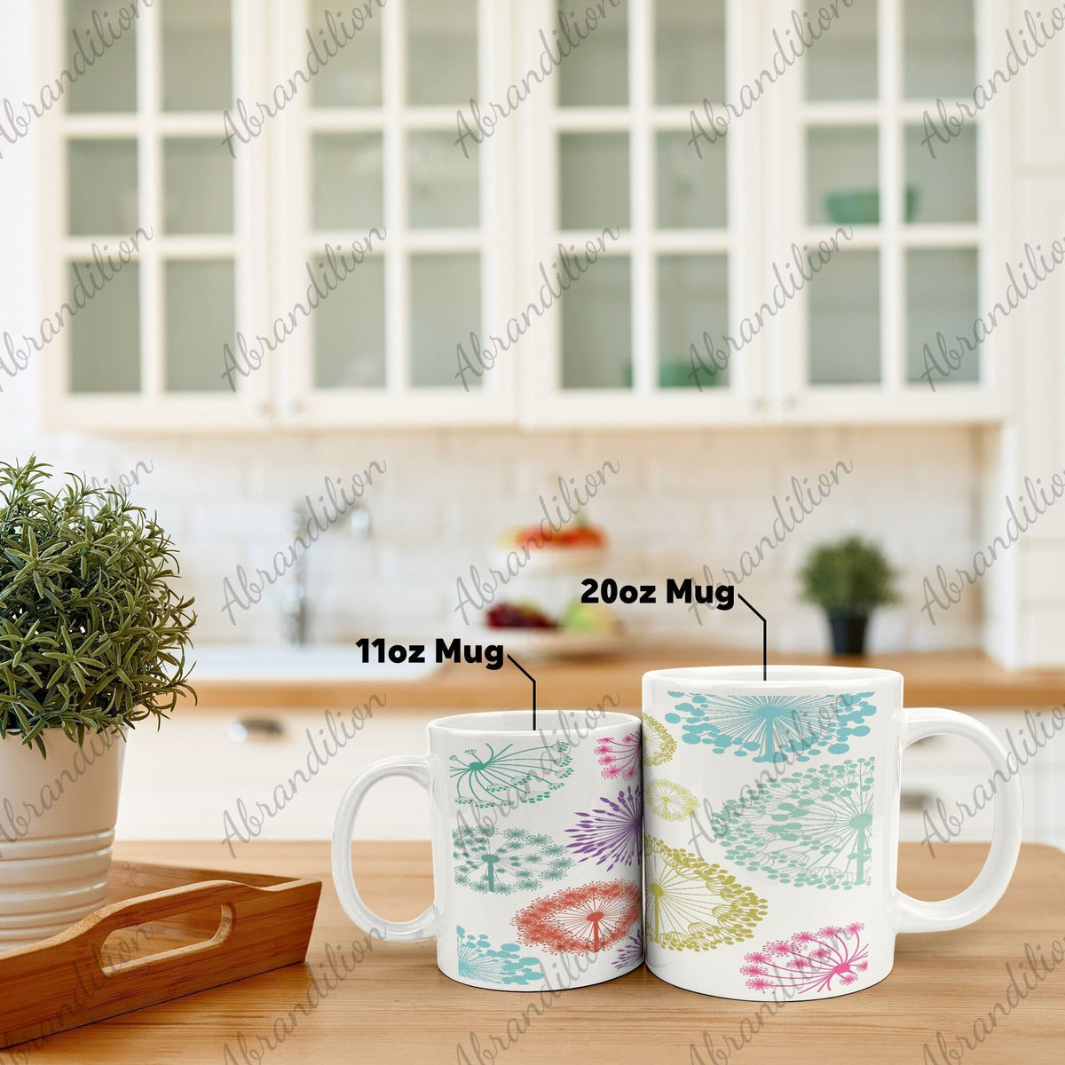 Colorful Dandelions Coffee Mug | Large Coffee Cup - abrandilion