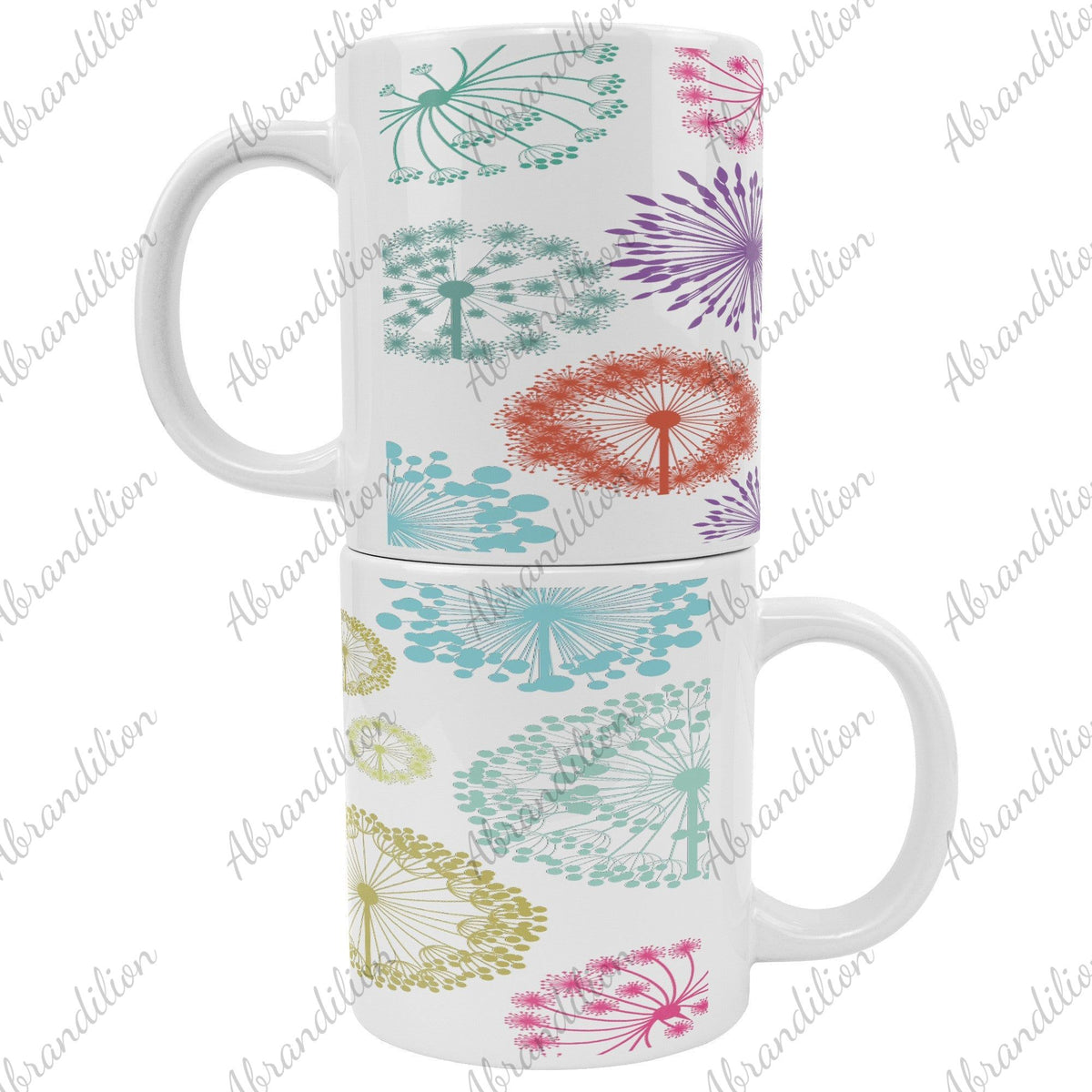 Colorful Dandelions Coffee Mug | Large Coffee Cup - abrandilion