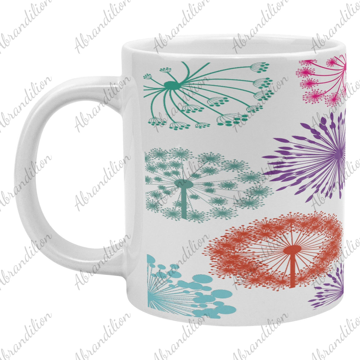 Colorful Dandelions Coffee Mug | Large Coffee Cup - abrandilion