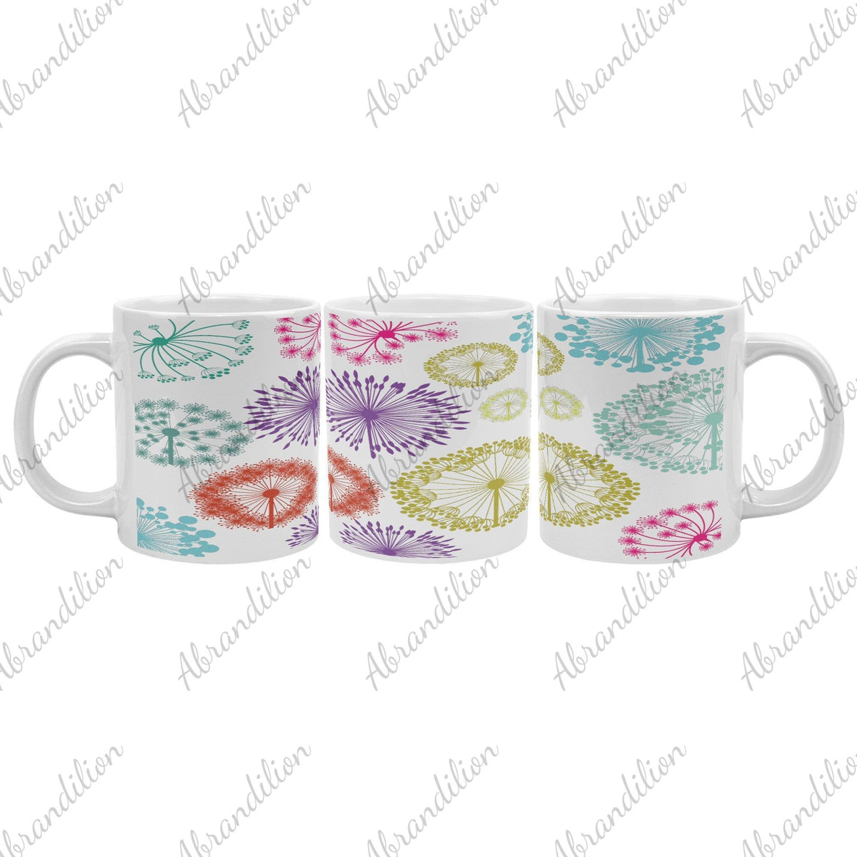 Colorful Dandelions Coffee Mug | Large Coffee Cup - abrandilion