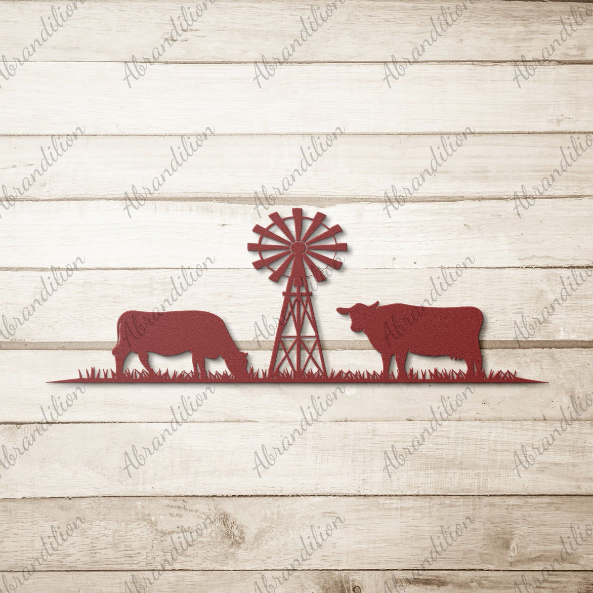 Cows and Windmill | Metal Wall Art - abrandilion