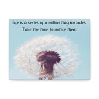Dandelion Miracle Canvas Print — "Life is a series of a million tiny miracles" Inspirational Wall Art - abrandilion