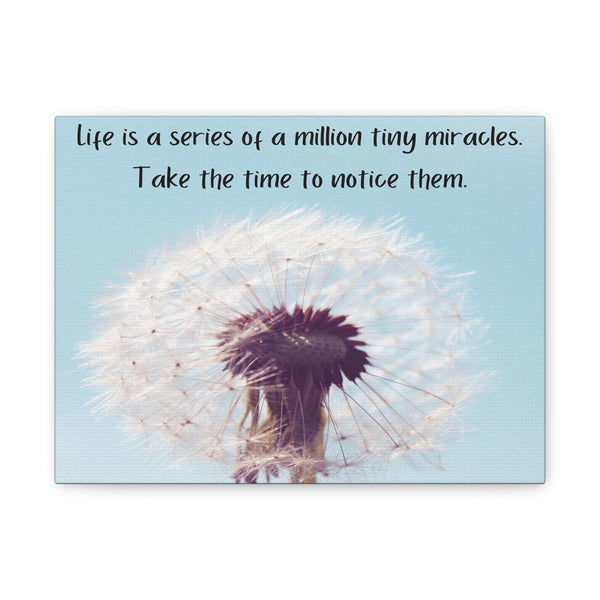 Dandelion Miracle Canvas Print — "Life is a series of a million tiny miracles" Inspirational Wall Art - abrandilion