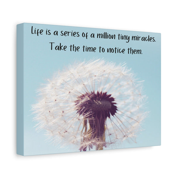 Dandelion Miracle Canvas Print — "Life is a series of a million tiny miracles" Inspirational Wall Art - abrandilion