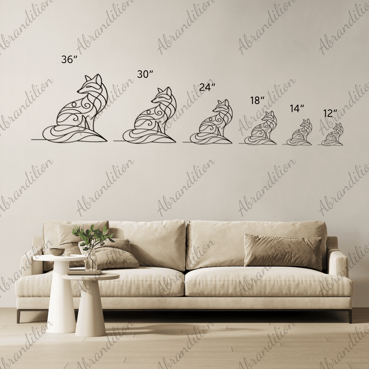 Elegant Fox, Metal Wall Art, Home Decor - abrandilion
