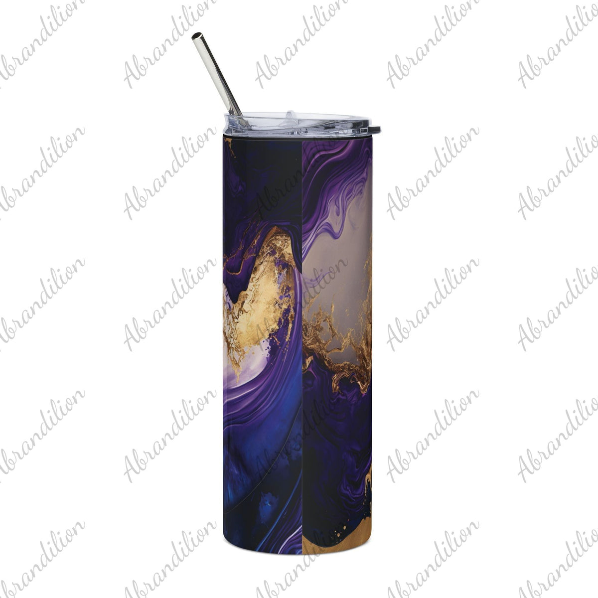 Elegant Purple and Gold Stainless Steel Tumbler, 20oz - Travel Mug, Gift for Her, Coffee Cup, Insulated Drinkware, Holiday Gift - abrandilion