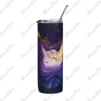 Elegant Purple and Gold Stainless Steel Tumbler, 20oz - Travel Mug, Gift for Her, Coffee Cup, Insulated Drinkware, Holiday Gift - abrandilion