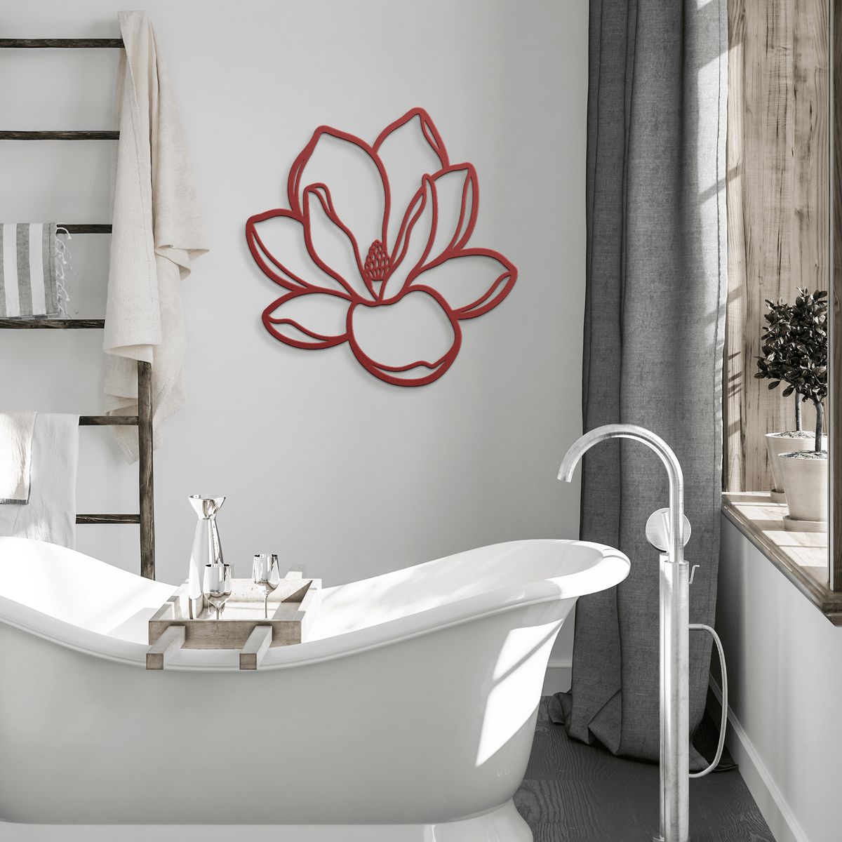 Elegant Steel Magnolia Wall Decor, Home Hanging Art - abrandilion