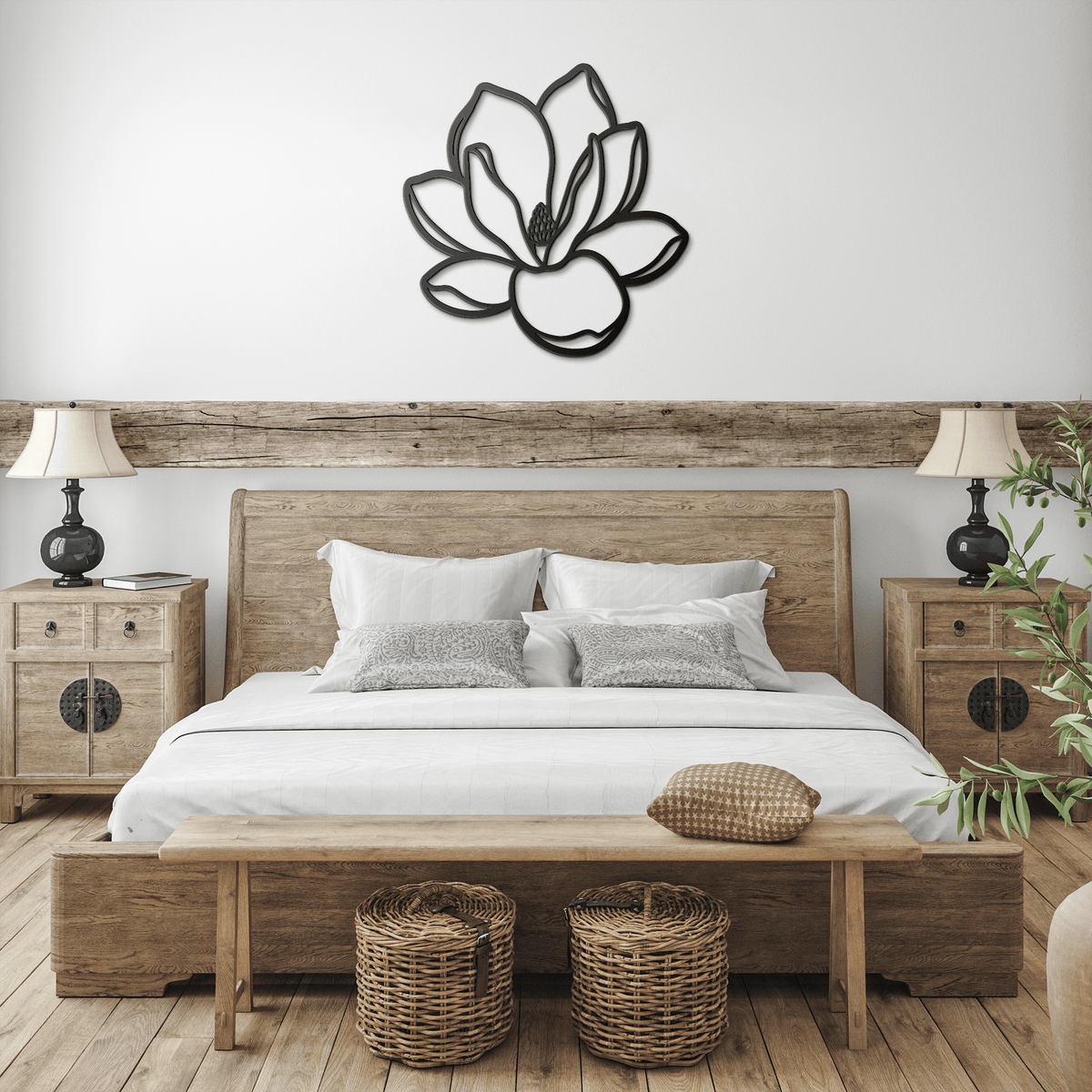 Elegant Steel Magnolia Wall Decor, Home Hanging Art - abrandilion