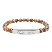 Engraved Natural Stone Stretch Bracelet — Personalized Bar Bead Bracelet - abrandilion