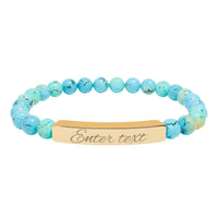 Engraved Natural Stone Stretch Bracelet — Personalized Bar Bead Bracelet - abrandilion