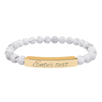 Engraved Natural Stone Stretch Bracelet — Personalized Bar Bead Bracelet - abrandilion