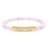 Engraved Natural Stone Stretch Bracelet — Personalized Bar Bead Bracelet - abrandilion