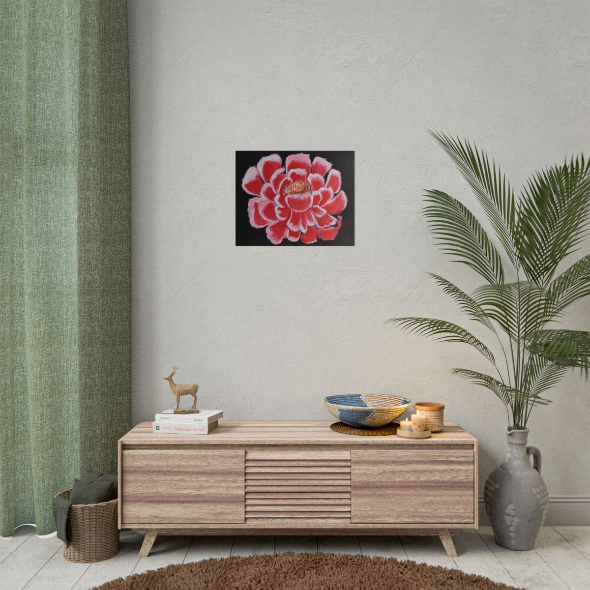 Floral Peony Art Poster — Red Bloom Rolled Poster - abrandilion