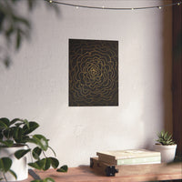 Gold Line "infinite Flower" Matte Poster — Abstract Black Rose Wall Art - abrandilion