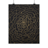 Gold Line "infinite Flower" Matte Poster — Abstract Black Rose Wall Art - abrandilion