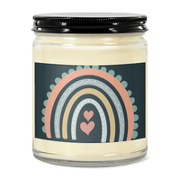 Hand - Illustrated Rainbow Hearts Soy Candle - abrandilion