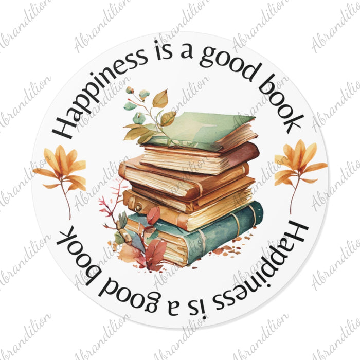 Happiness is a Good Book Stickers, Inspirational Book Stickers for Readers, Floral Vinyl Decals, Book Lover Gift, Cute Journaling Stickers - abrandilion