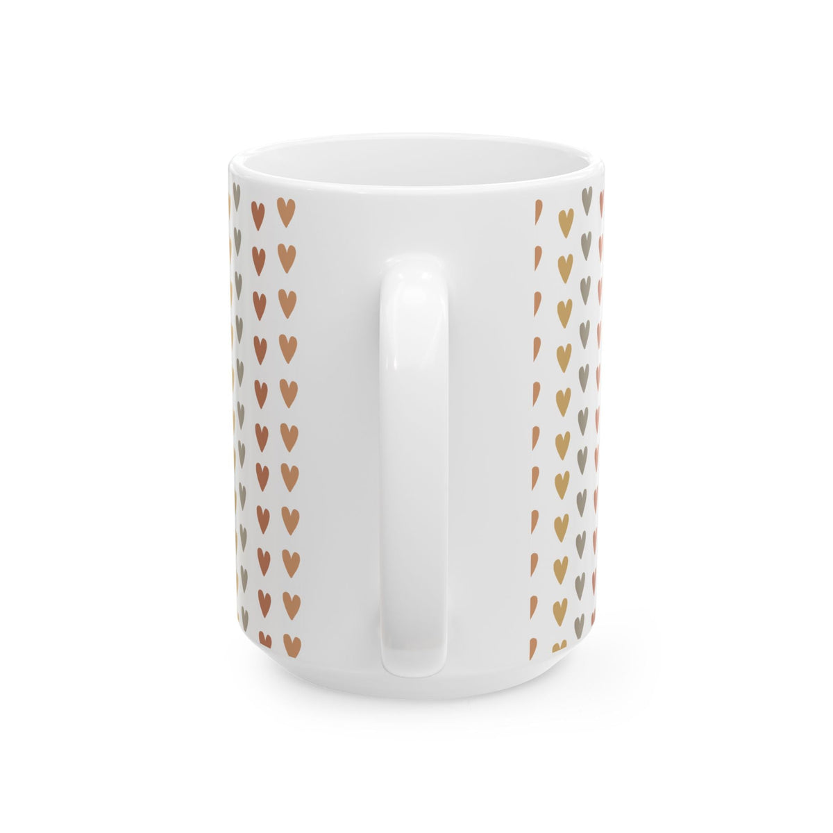 Heart Pattern Ceramic Mug — Neutral Boho Love Coffee Cup (11oz & 15oz) - abrandilion