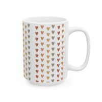 Heart Pattern Ceramic Mug — Neutral Boho Love Coffee Cup (11oz & 15oz) - abrandilion