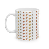 Heart Pattern Ceramic Mug — Neutral Boho Love Coffee Cup (11oz & 15oz) - abrandilion