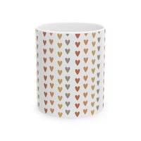 Heart Pattern Ceramic Mug — Neutral Boho Love Coffee Cup (11oz & 15oz) - abrandilion