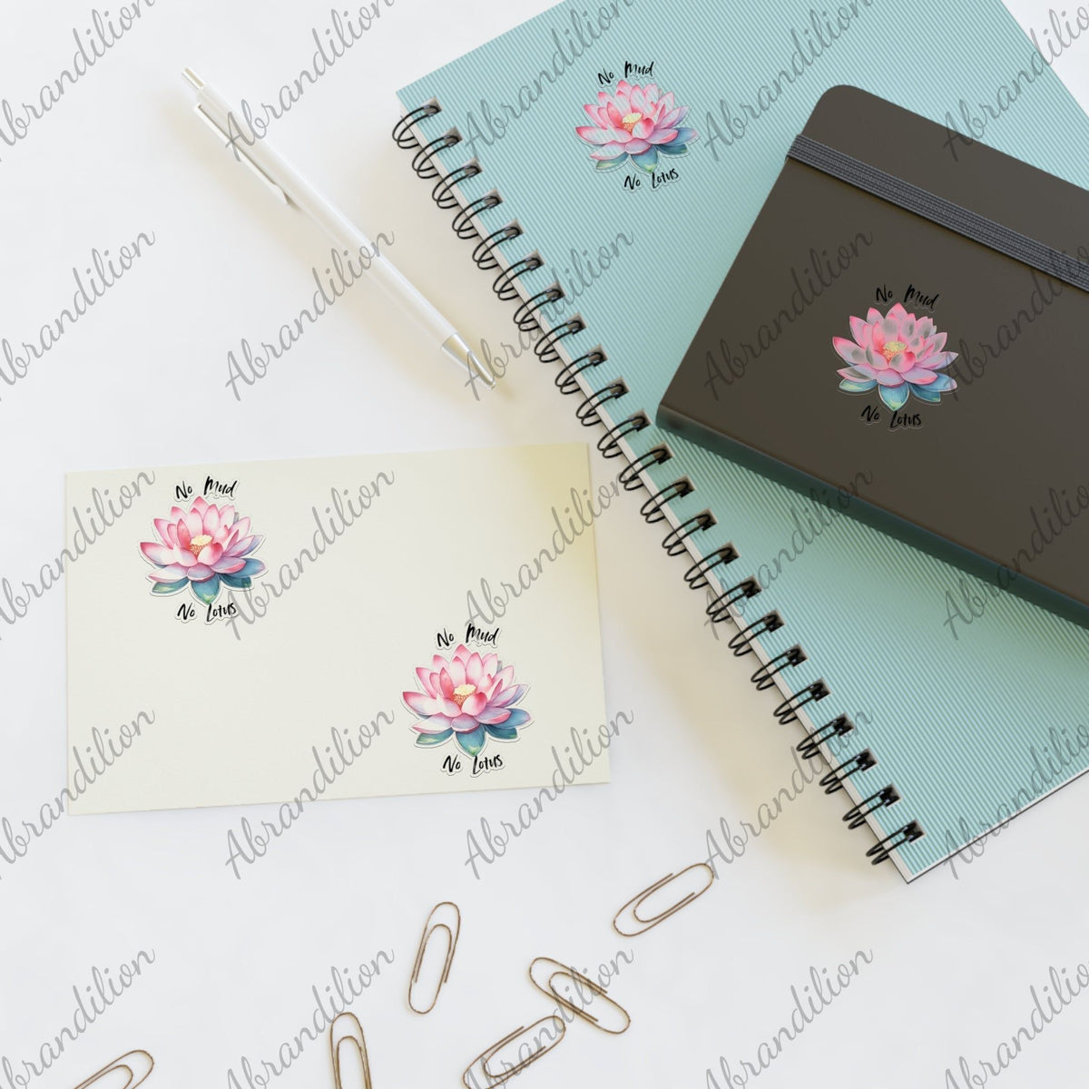 Lotus Sticker Sheets - Inspirational - No Mud No Lotus - abrandilion