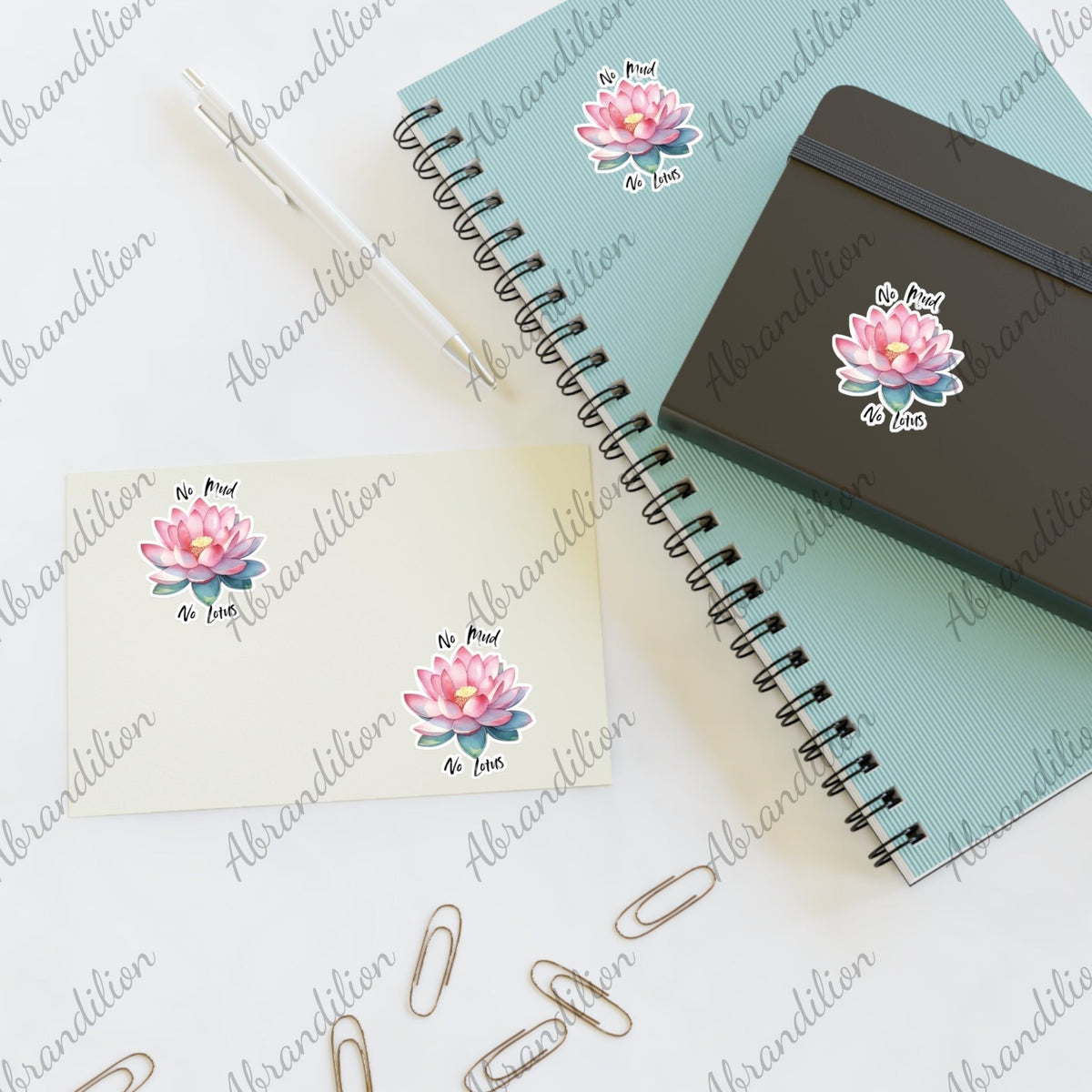 Lotus Sticker Sheets - Inspirational - No Mud No Lotus - abrandilion