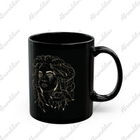 Medusa Black Mug - Elegant Coffee Cup, Greek Mythology Tea Mug, Stylish Ceramic Drinkware, Unique Gift Idea for Mythology Lovers - abrandilion