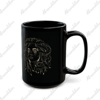 Medusa Black Mug - Elegant Coffee Cup, Greek Mythology Tea Mug, Stylish Ceramic Drinkware, Unique Gift Idea for Mythology Lovers - abrandilion