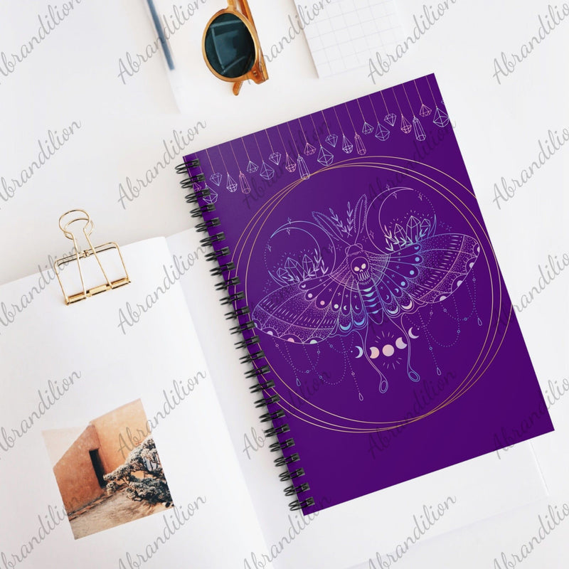 Moth & Crystals Spiral Notebook | Ruled Line - abrandilion