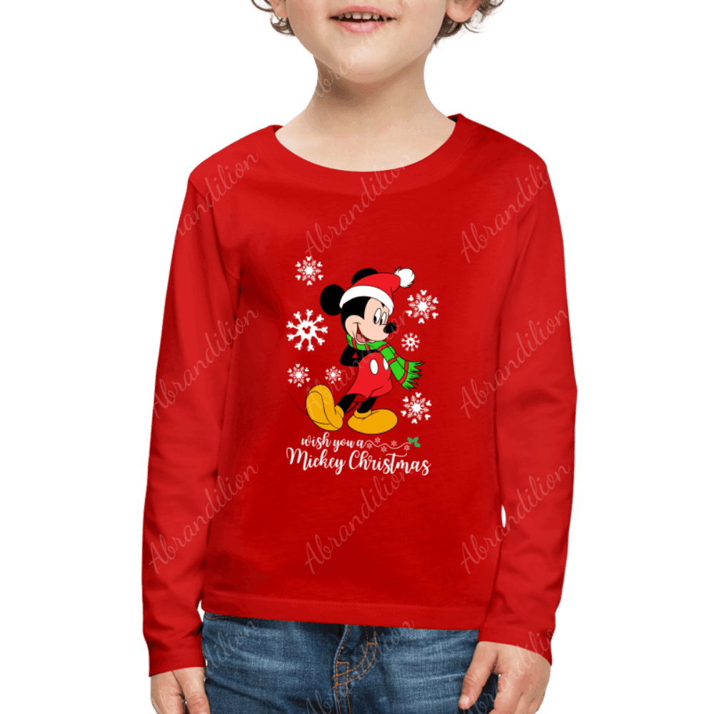 Mouse Christmas Kids' Premium Long Sleeve T-Shirt - abrandilion