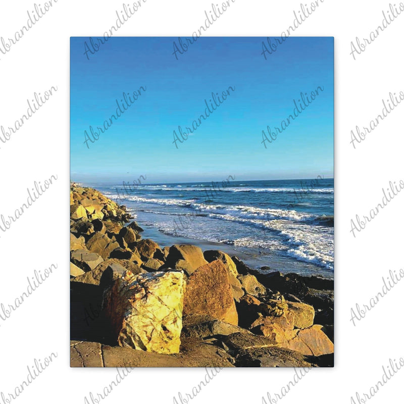 Ocean Rocky Shore Canvas | Coastal Beach Wall Art, Seascape Print - abrandilion