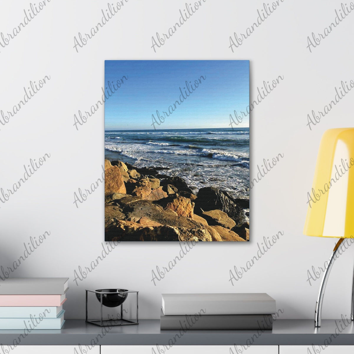 Ocean Waves over Rocky Shore Canvas Stretched 0.75" - abrandilion