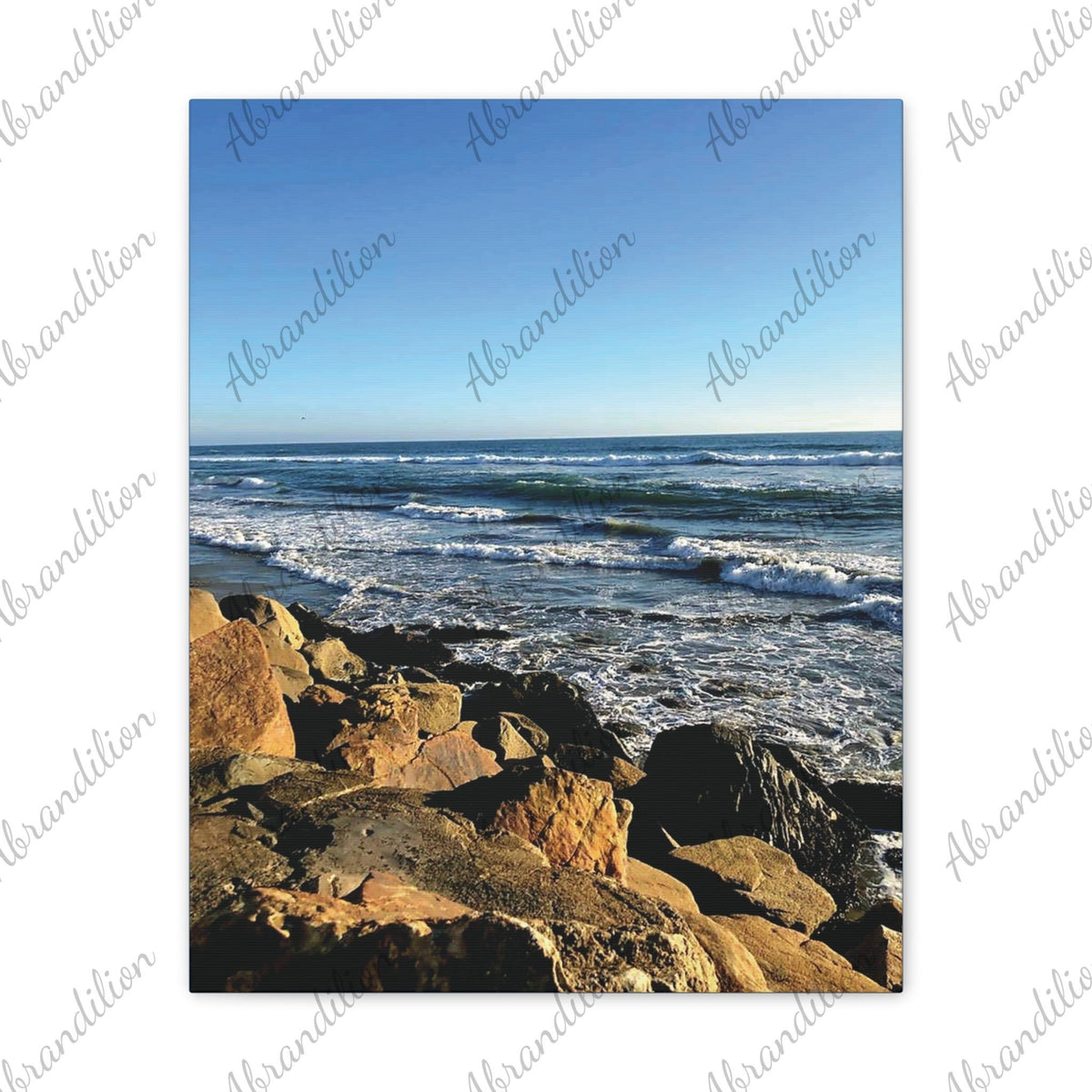 Ocean Waves over Rocky Shore Canvas Stretched 0.75" - abrandilion