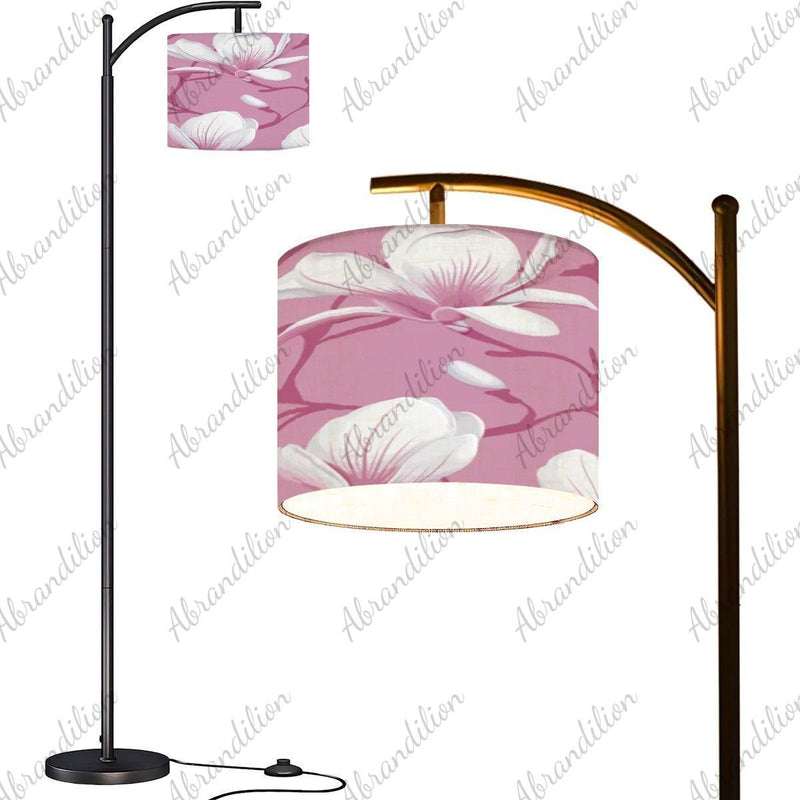 Pink Magnolia Blooms - Arc Floor Lamp (Made in USA) - abrandilion