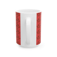 Red Magnolia Pattern Ceramic Mug – Floral 11oz & 15oz Coffee Cup - abrandilion