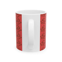 Red Magnolia Pattern Ceramic Mug – Floral 11oz & 15oz Coffee Cup - abrandilion