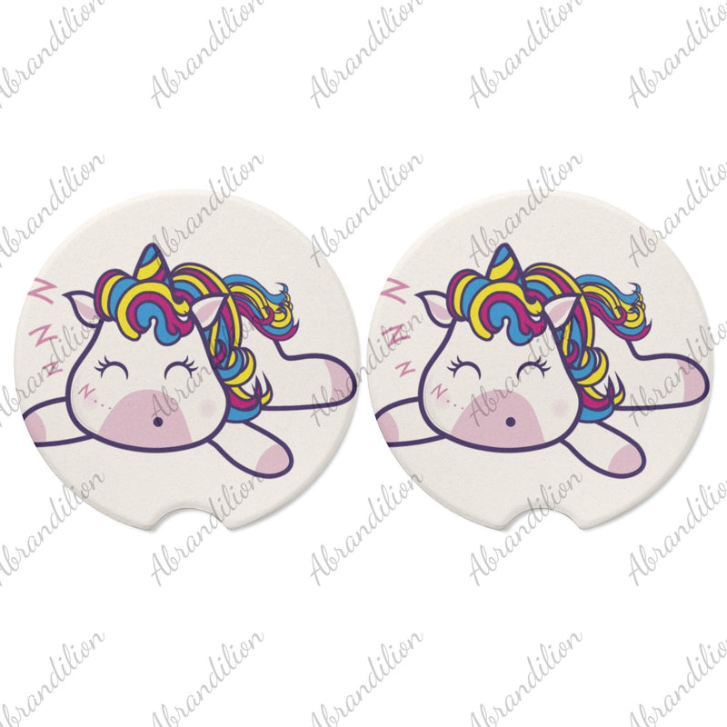 Sleepy Unicorn Car Coasters | Set of 2 - abrandilion