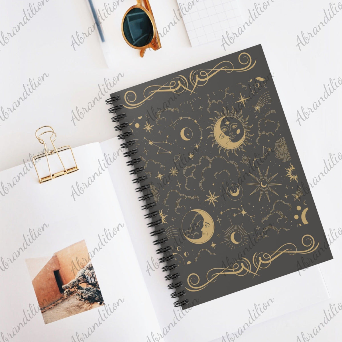 Spiral Notebook | Ruled Line | Moons | Stars | Gift for Writer - abrandilion