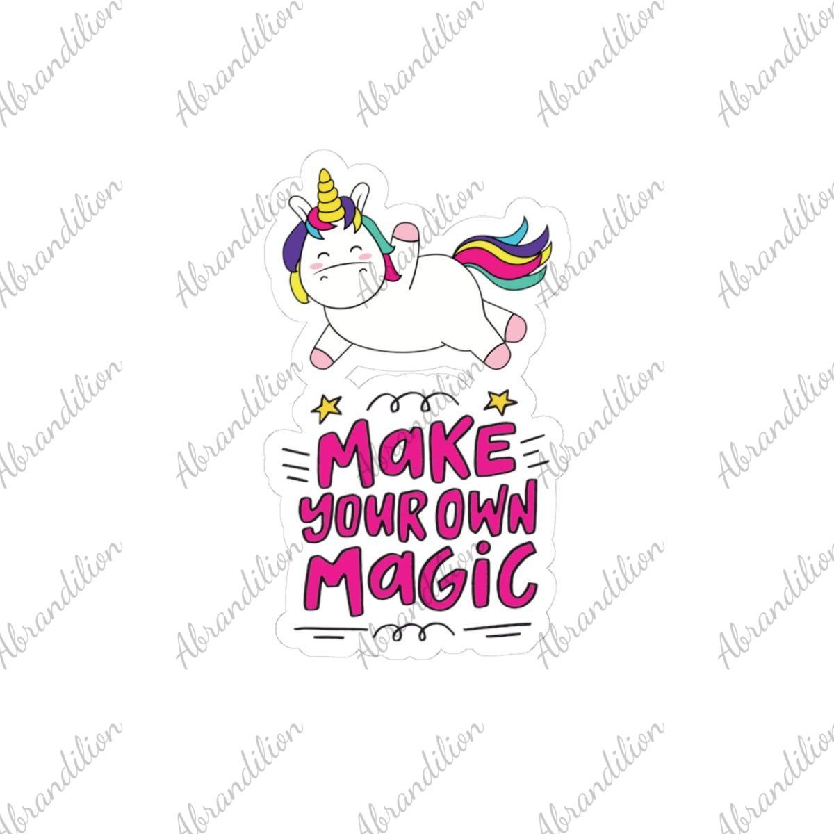 Whimsical Unicorn Stickers - Make Your Own Magic, Cute Laptop Decal, Fun Gift for Kids, Stickers for Journals, Kid's Party Favors - abrandilion