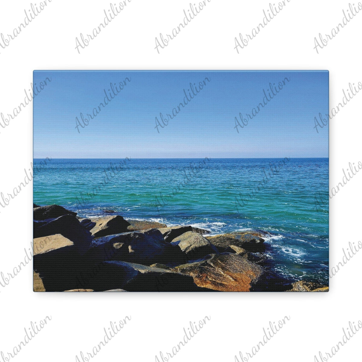 Boulders and Waves Stretched Canvas | Wall Art | 12x9in | Ethically Sourced - abrandilion