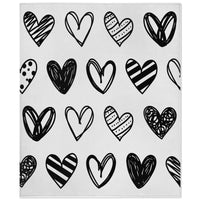 Hearts Minky Blanket | Black and White - abrandilion