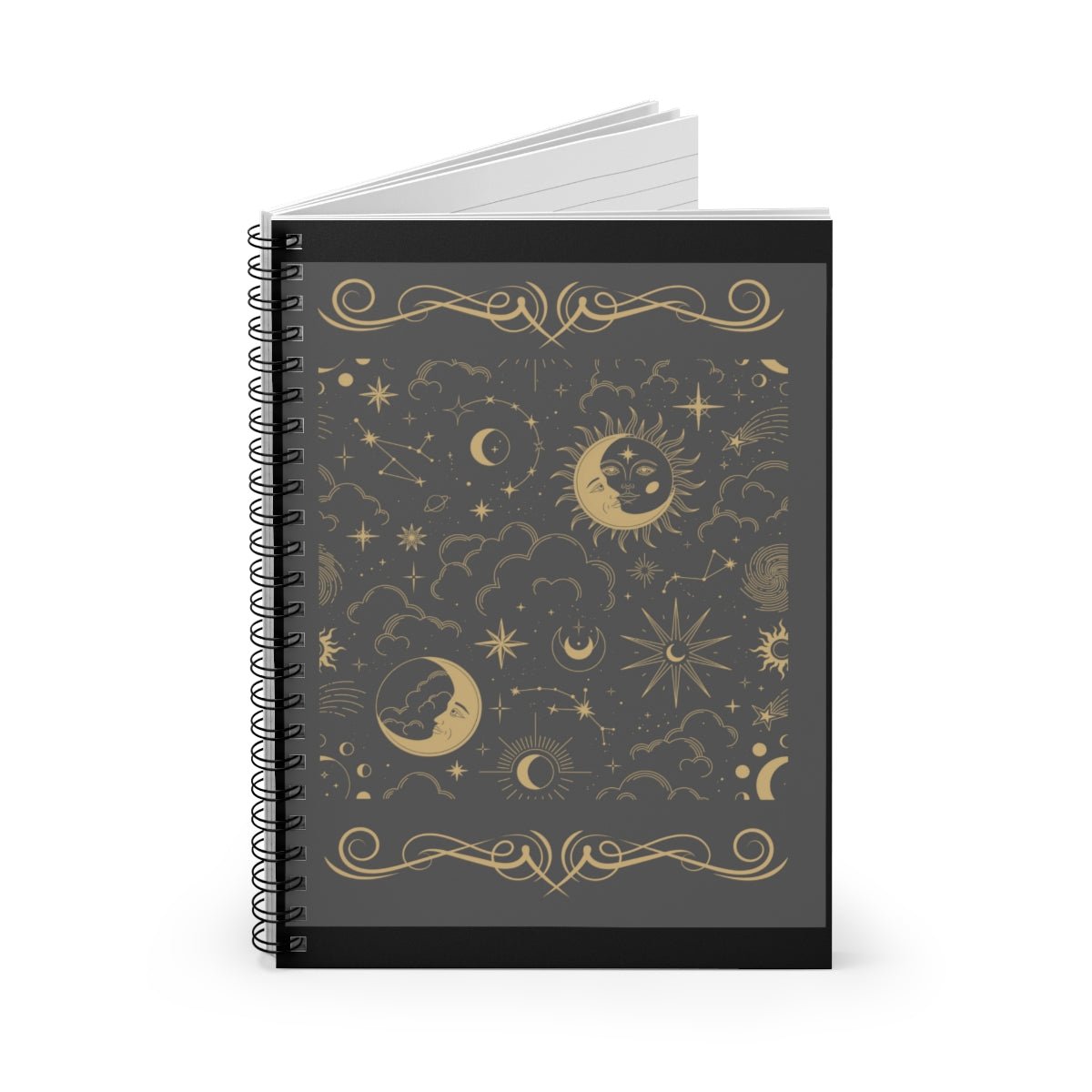 Moon and Stars Notebook | Ruled Line | Spiral | Gift for Writer - abrandilion