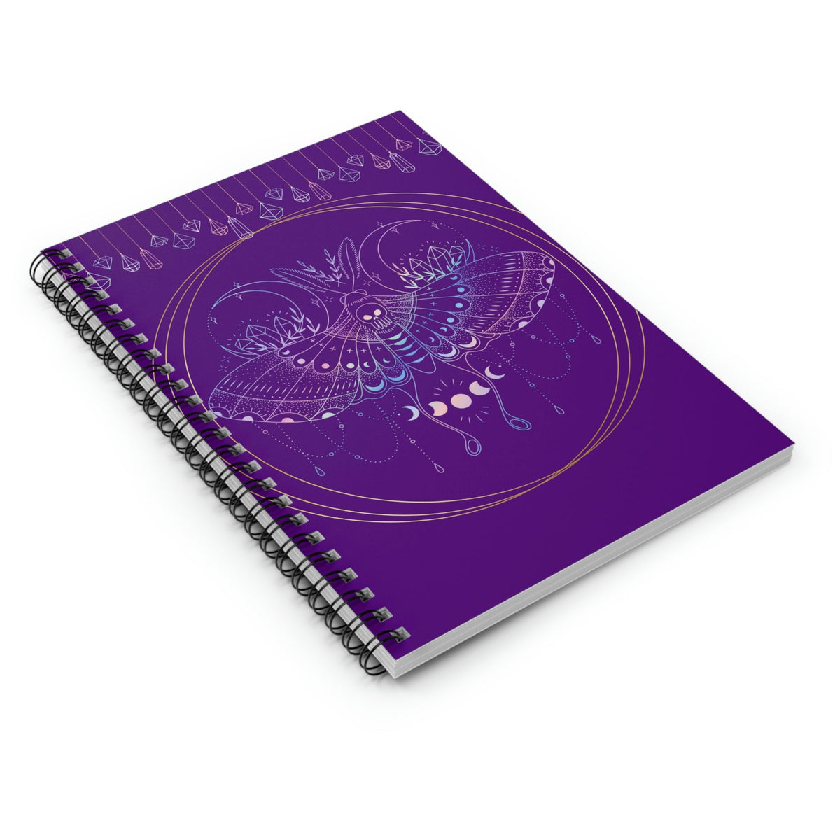 Moth & Crystals Spiral Notebook | Ruled Line - abrandilion